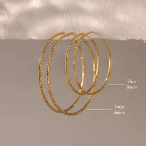 Sparkle Hoops Set by Caitlyn Minimalist - Thin Hammered Hoop Earrings in 18K Gold & Silver Finish - Everyday Statement Jewelry - Birthday Gift for Her