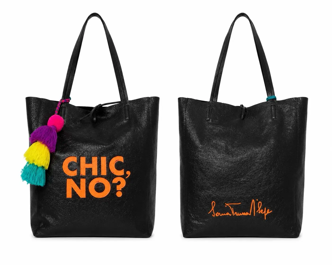 Stella Black Leather Tote Bag | Handmade in Italy
