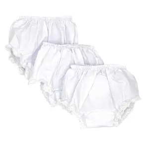 Embroider This! Baby Girls Lace Trim Bloomers Double Seat Diaper Covers - 3 Pack