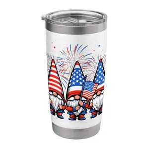 4th of July Gnomes American Flag Tumbler, 4th Of July Independent Day Gift For Outdoor Travel Festivals