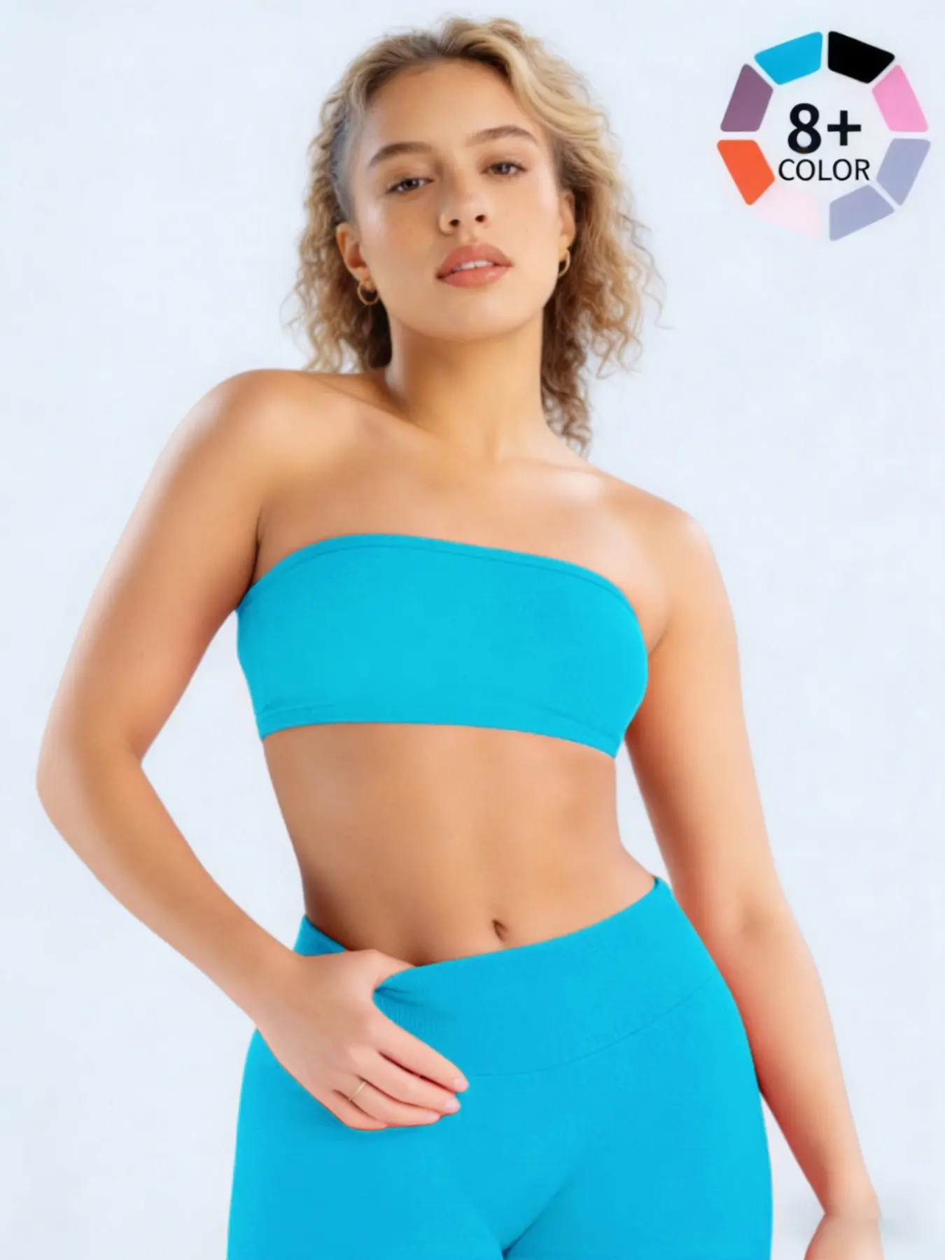 Women's High Elastic Shockproof Backless Tube Top Bra, Supportive Sports Bra, Stretch Sports Bra, Slimming Fit All-Seasons, Suitable for Gym Fitness Yoga Sports Wear, Solid Basic Bra, Workout Bras