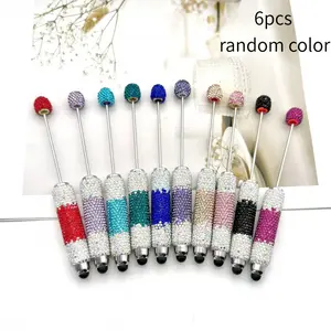 6Pcs Gradient Full Rhinestone Touch Screen Beadable Pens, DIY Inlaid Diamond Cute Handmade Gift Stylus Pens