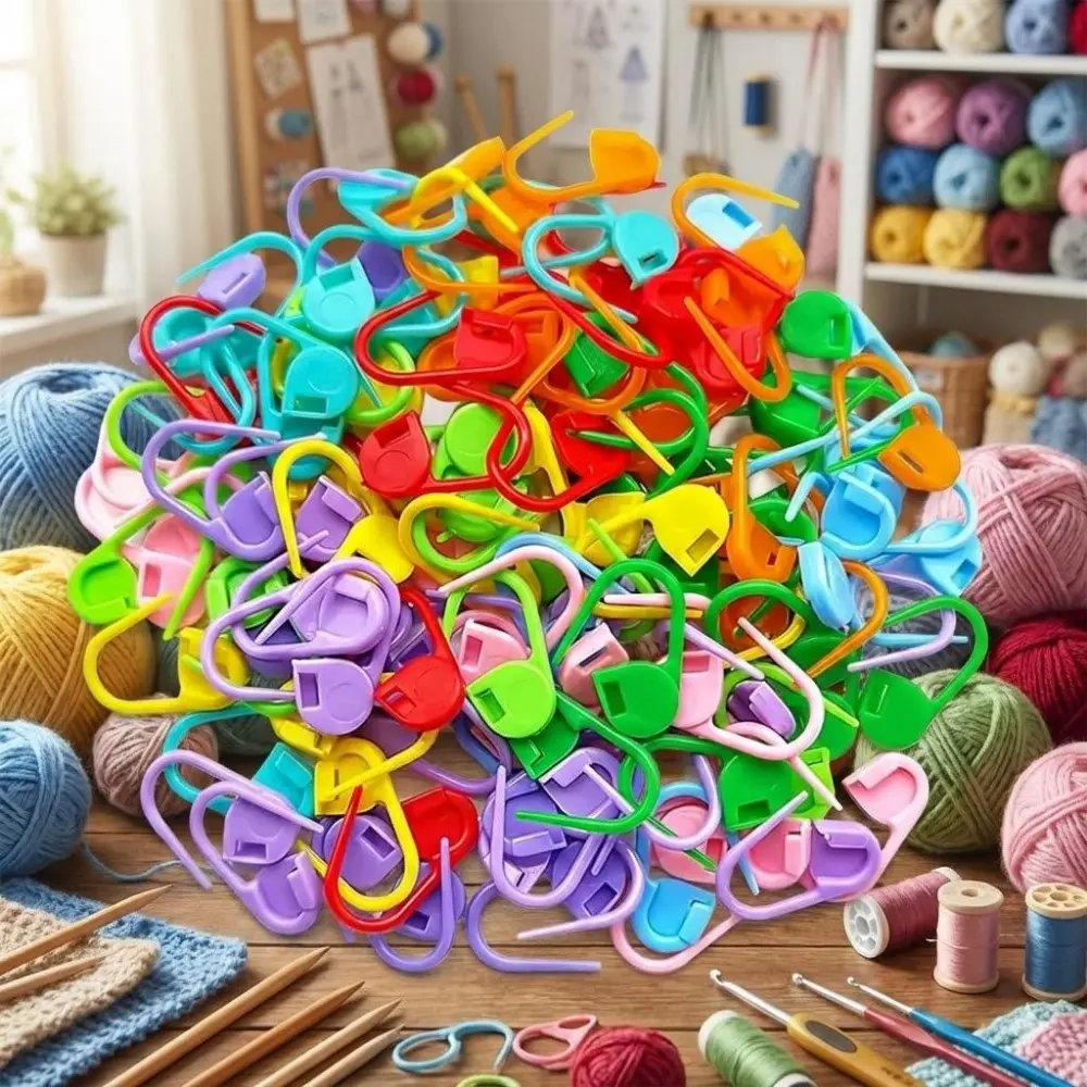 Reusable Non-Slip Plastic Locking Stitch Markers, Colorful Crochet Knitting Needle Markers, slip-Resistant Placeholders for DIY Knitting Supplies Crochet Handmade Craft Accessories