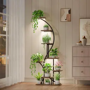 POZILAN Plant Stand Indoor with Grow Light, 8 Tiered Metal Plant Shelf indoor, 65'' Tall Plant Stands for Indoor Plants Multiple, Flower Stands for Indoor Plants Living Room, Patio, Balcony (1 Pack) Adjustable Home Design