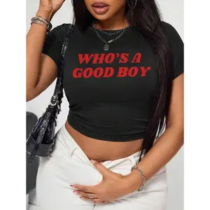 Who's A Good Boy Cropped Top |   Funny Cropped Top |   Y2K Style Cropped Top |   Baby T-Shirt |   Cute Plus Size Cropped Top