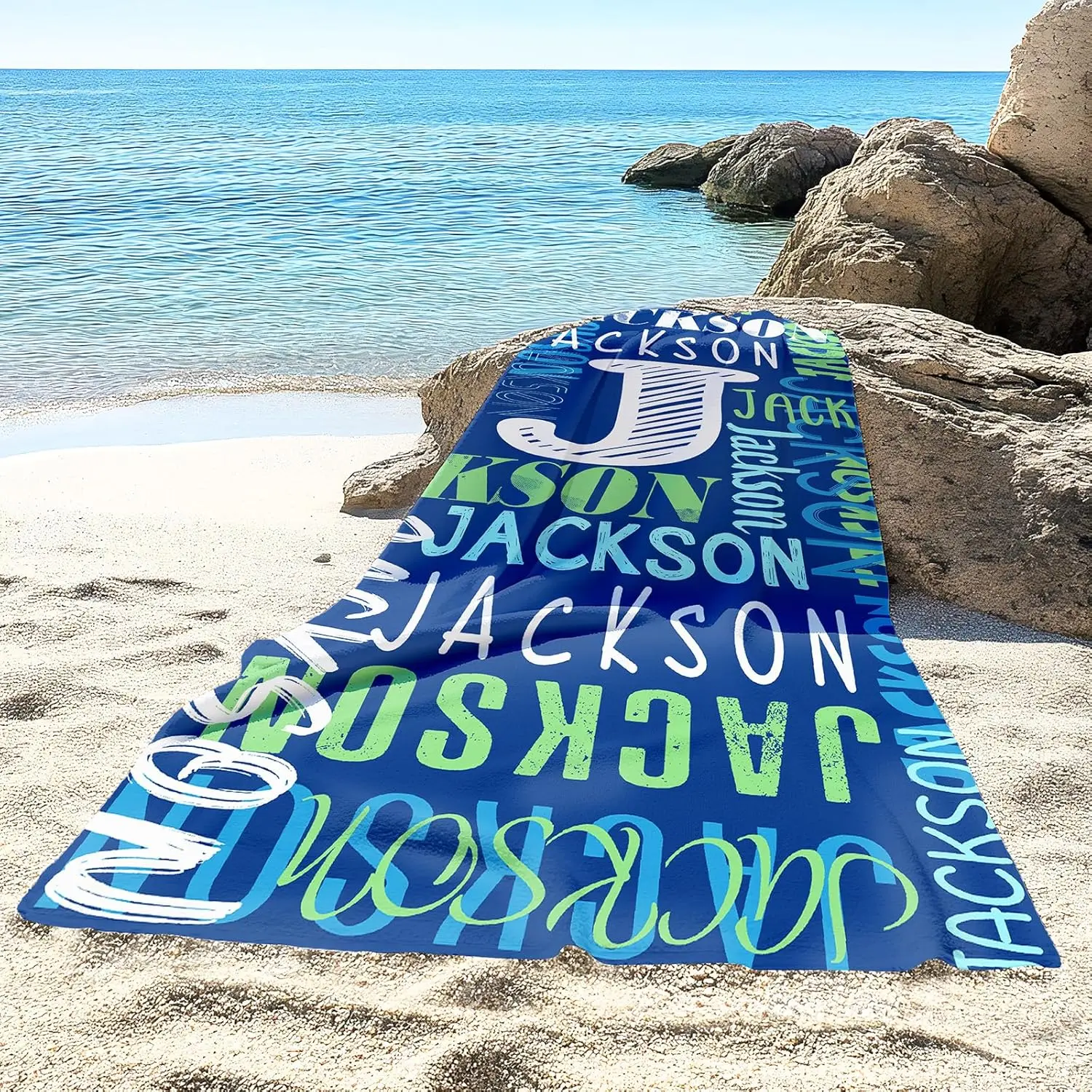 Clearance -Personalized Beach Towels for Adults, Custom Quick Dry Beach Towel with Name, Custom Microfiber & Absorbent Cotton Towel - Personalized Summer Gifts for Girl Boy Women Men30" × 60"