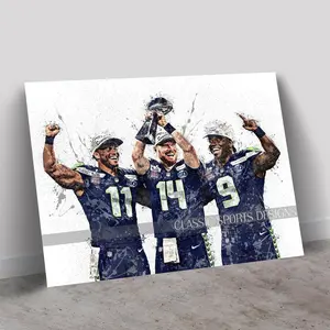 Sam Darnold Poster, Jaxon Smith-Njigba, Kenneth Walker III, Seattle Seahawks Champions, Poster Print Unframed, Wall Art Print, Man Cave Gift