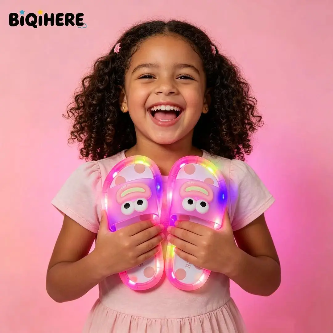 LED Light Up Slippers - Heel Activated Glow, Auto Color Changing & Flashing Mode Footwear pink house shoes Sporty Breathable Clogs Girl