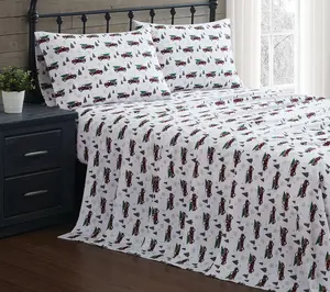 Truly Soft Holiday Truck Twin Flannel Sheet Set