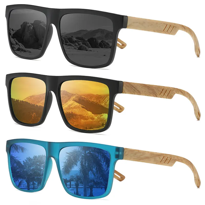3-Pack Retro Rectangle Sunglasses for Men & Women, Trendy Shades with Wood Grain Resin Frames, Anti-Glare Polarised Lens & UV Protection, Stylish Sunglasses, Full Rim, Sun Protection, Unisex, Stylish Glasses, Tortoiseshell Polarized Sunglasses