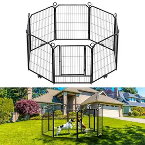 GARVEE Heavy Duty Folding Dog Playpen with 8 Panels and Door, Available in 24/32/40 Inch Heights, Indoor and Outdoor Pet Exercise Fence for Large, Medium, and Small Dogs