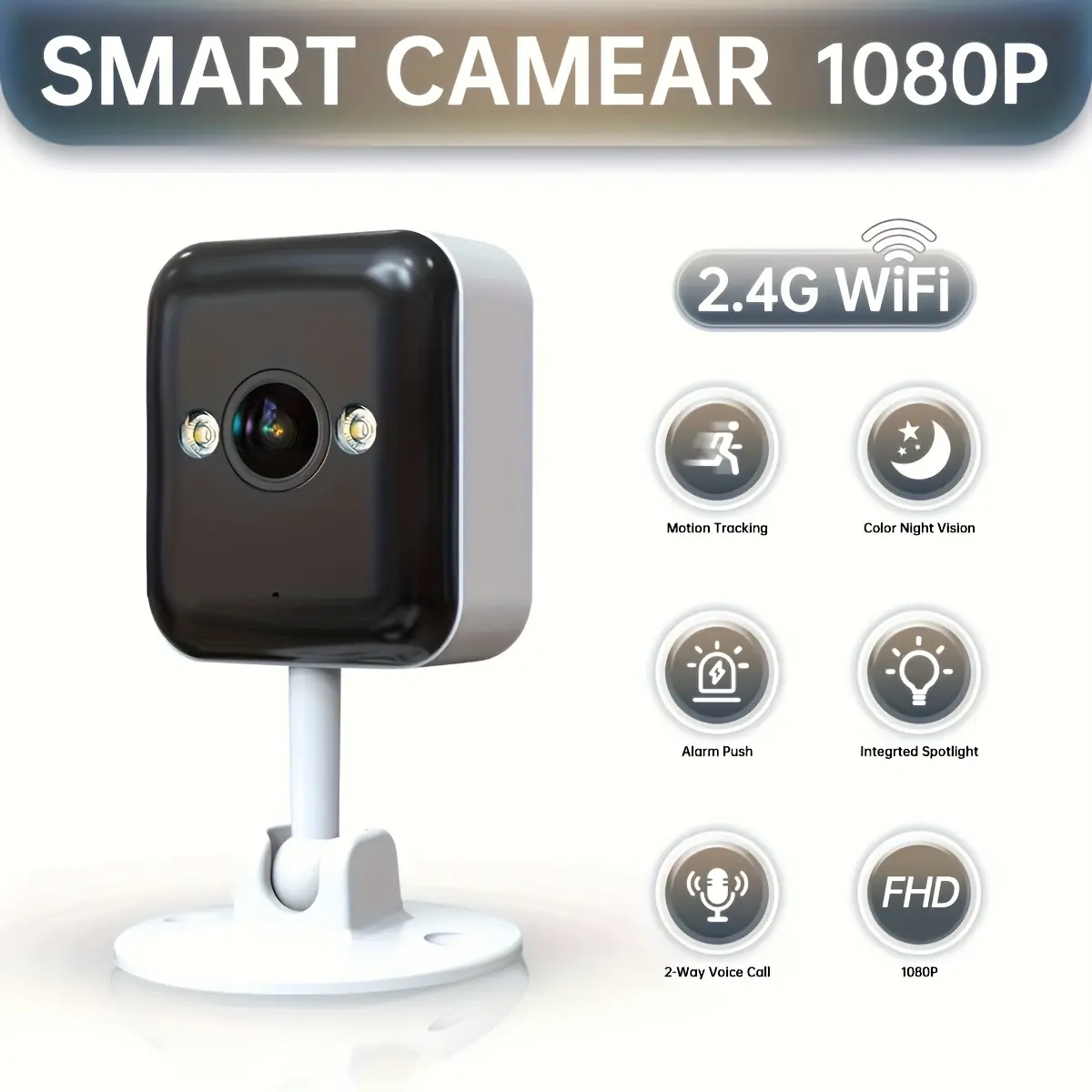 Indoor & Outdoor Mini Camera for Home, Cloud&SD Card Back up, Color Night Vision, 24/7 Recording, 3 Easy Installation Steps, Safety Water Proof