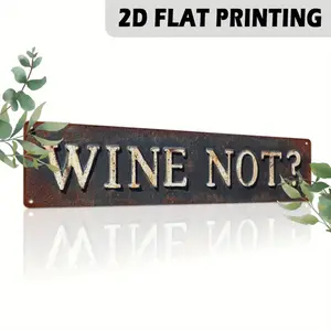 1PC 2D Plane, Retro "Wine Isn't It?"Metal Sign - Kitchen, Bar, Winery and Home Country Wall Decor, 9.91x 39.88cm , Metal Wall Art Decoration