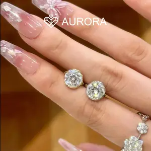 【#213 Plum blossom ear hoop】Moissanite Earrings High Quality with Daily  Gift Auspicious Engagement Wedding Jewelry Synthetic Moissanite