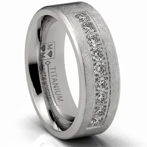 1 Carat Moissanite Mens Wedding Band Frosted Ice Ring 9 Pavé-Set Stones 8MM