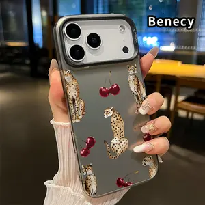 Phone Case for iPhone 17 Pro Max 16 Plus 15 14 13 12 11 Air E Cheetah Cherry Symphony Pattern Matte Shockproof Anti-Scratch Stylish Smartphone Cover