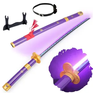 41 inches LED Light Roronoa Zoro Cosplay Sword Yama Enma Swords with Black Belt & Holder Stand Display for Cosplay & Collection Anime Fans