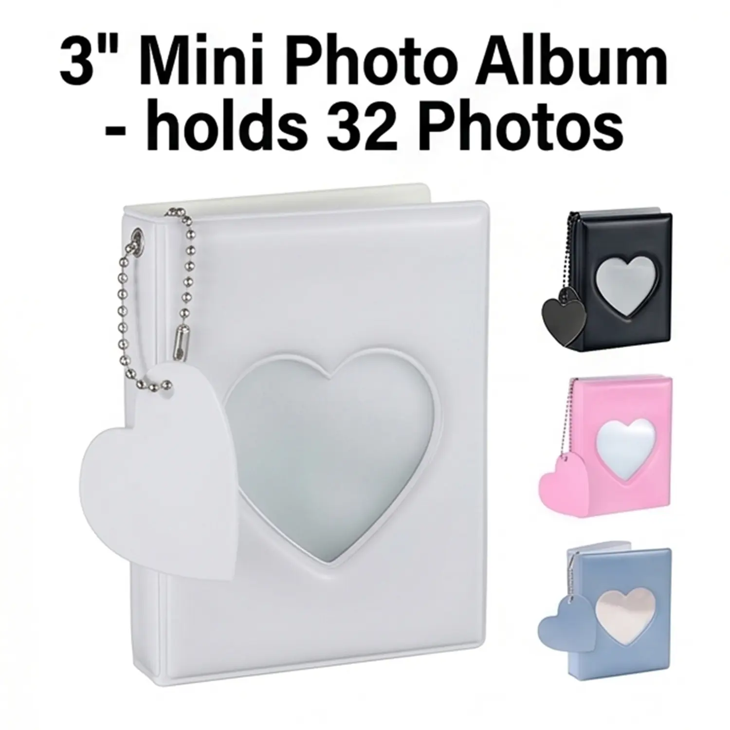 3" Mini Photo Album Book with 32 Pockets, Small Mini Pockets Photo Card Album, Photo Protector Sleeves for Home & Office & School, Gift Organizer
