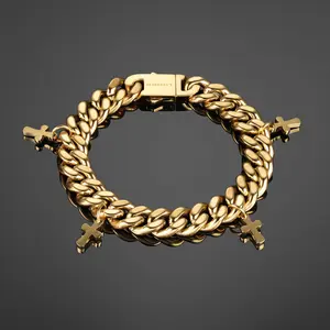Crossed Cuban Bracelet - Gold RG3018