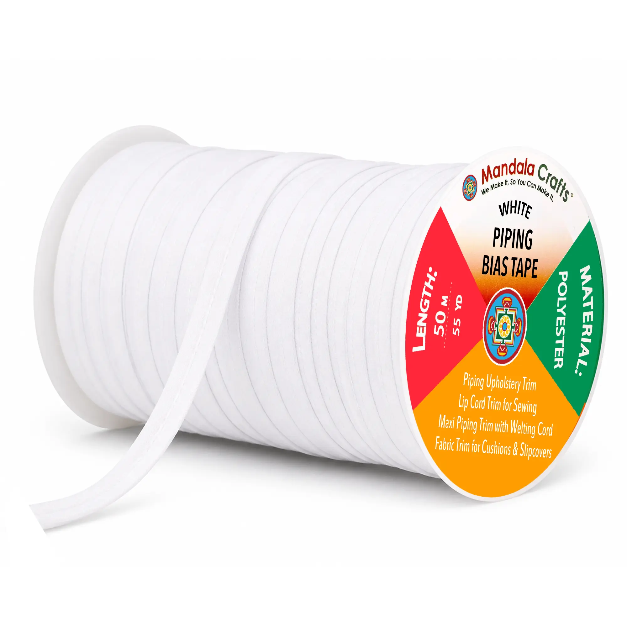 55 Yards Maxi Piping Trim with Welting Cord - 1/2 Inch Maxi Piping Bias Tape for Sewing - Lip Cord Trim by The Yard for Upholstery Trimming