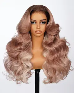 Arabella Rosy Pink Ombre Blonde 200% Density 6x5 Glueless Lace Closure Wig Loose Body Wave/Straight With Drawstring 100% Human Hair Wig