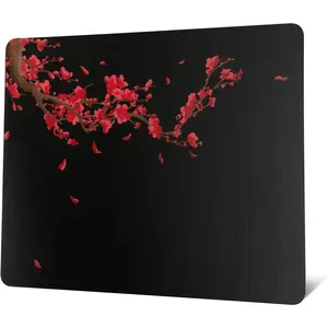 Glass Gaming  Pad, Black Plum Blossoms Hard Mousepads for Gaming,Professional Large  Mat 410mm*310mm, Special Glass Surface with Improved Precision and Speed