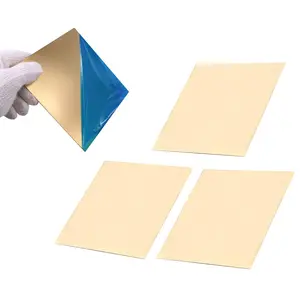 3 Pcs C280 Brass Sheet,5.9" x 5.9", 24 Gauge(0.02"/0.51mm) Thickness, No Scratches, Protective Film on Both Sides