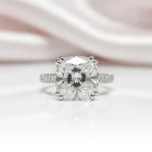 18K White Gold 5 Carat Cushion Cut Diamond Option Engagement Ring