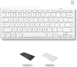Mini Compact Keyboard -  Keyboards for Desktop PC, Surface, Chromebook, Notebook, Laptop Keyboard, Slim Key Board with 2.4G  USB - Small Keyboard for Travel (White)
