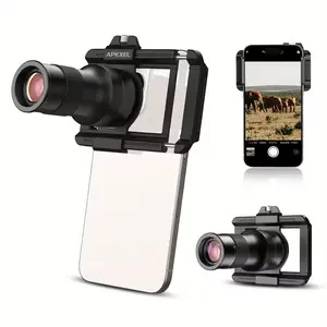 Apexel 2-in-1 Smartphone Telephoto & Macro Lens Kit 6X & 15cm Lenses for Apple & Android DSLR-quality Imaging Ultra-portable 134g Travel Gadgets for Concerts Fishing & Wildlife Viewing
