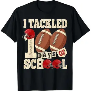 Boys Football Shirt for 100th School Day – Kids Round Neck Tee with Special Print