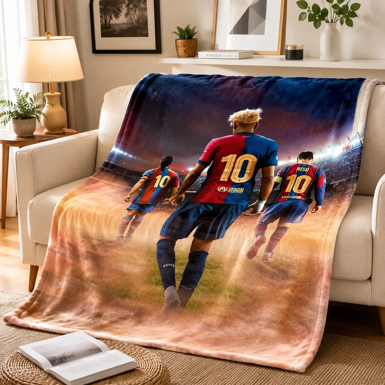High-Quality Soccer Star Flannel Blanket 4 Optional Sizes 30*40/40*60/50*60/80*60 Ultra Soft Cozy Throw for Football Fans, Lightweight Warm Blanket for Couch, Bed & Game Day