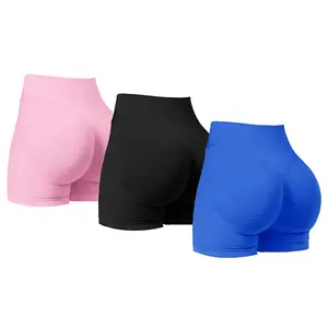Women’s 3 Piece Workout Set, Seamless High Waisted Gym Outfit with Biker Shorts, BBL Booty Scrunch Activewear, Nylon Blend Quick Dry Cooling Athletic Wear for Yoga, Gym Training & Athleisure