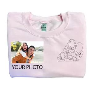 Custom Embroidered Portrait Sweatshirt From Your Photo, Embroidered Picture Sweatshirt, Cute Matching Couple Sweatshirt, Anniversary Gift Crewneck Womenswear