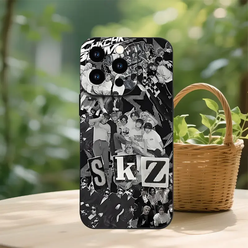 Phone case: Black and White SKZ Character Design Anti-Drop Phone Case for iPhone 17 Air 16 15 14 13 12 11 Pro Max Plus- National Day & Mid-Autumn Festival Edition