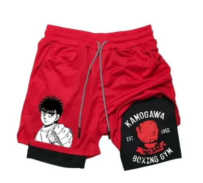 Anime IPPO Fashion Performance Shorts Summer Double Layer Beach Pants Fitness Training Pant Sports