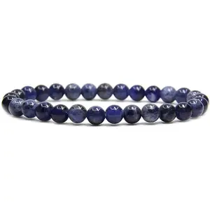 Angelstones Natural Blue Sodalite Gemstone 6mm Round Beads Stretch Bracelet 7" Unisex