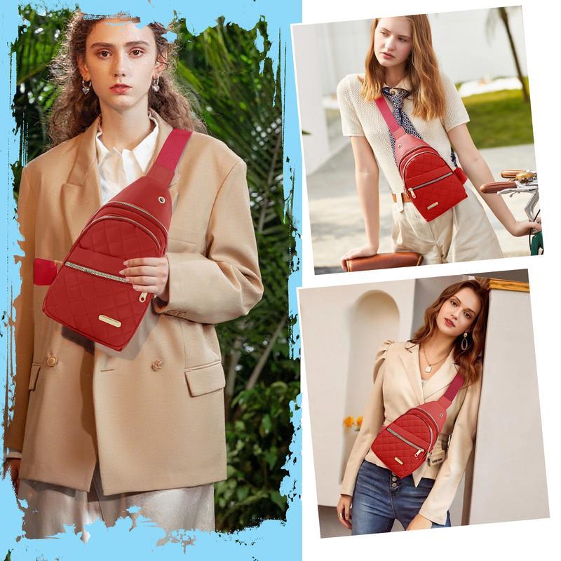 Solid Color Quilted Fanny Pack - Casual Zipper Chest Belt Bum Bag, Adjustable Sling Bag for Daily Use, Lightweight & Waterproof