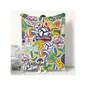 1pc Volleyball Themed Flannel Fleece Throw Blanket - Soft, Cozy, All-Season Multipurpose Blanket For Sofa, Bed, Chair - Contemporary Style, Digital Print, Stain Resistant, Knitted Polyester, 200-250gsm-30*40in
