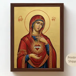 Immaculate Heart of Mary Icon: Catholic Virgin Mary Art Print Unframe