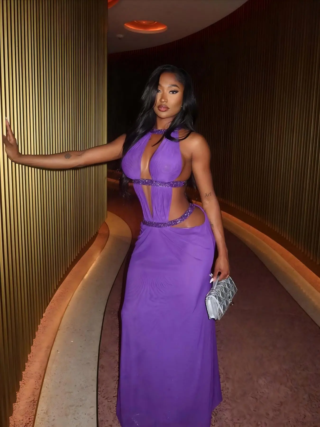 Sexy Series Backless Cutout Panel Design Halter Neck Over-the-Shoulder  Solid Color Dress Women's Nightclub Party Wear Formal Wear Loose Fishnet  Long Dress Gowns Bodycon Sleeveless Dress - TikTok Shop