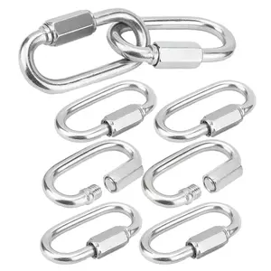 Upgraded 8pcs Zinc Plated Quick Links, Heavy Duty Locking Carabiner for Outdoor Gear, Corrosion Resistant Safety Carabiners, Secure Connector for Climbing Camping Hiking Hammocks and Key Chains, Reliable Quick Connect Chain Links