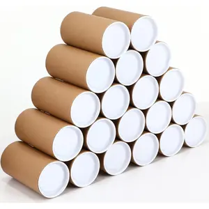 20 Pack Mailing Tubes with Caps Poster Holder Tube 3 x 6 Inch Round Cardboard Mailers for Artwork Advent Calendars Classroom Craft Shipping DIY Projects Gifts Packing Maps Packaging Brown