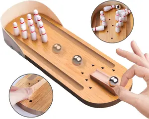 Table Top Mini Bowling Game Set-Tabletop Wooden Board Mini Arcade Desktop Tiny Bowling Shooting Alley Office Desk Stress Relief Gadgets Small Finger Toys Fun Gag Gifts for MenWomen Kids Teens Boys