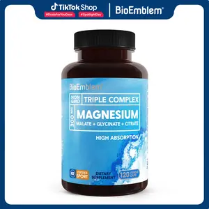 BioEmblem Vegan Dietary Supplement Magnesium Complex - 300mg Elemental Magnesium, Advanced Absorption, NSF Certified, Supports Muscle-Nerve-Heart Health, 120-Capsule Value Pack
