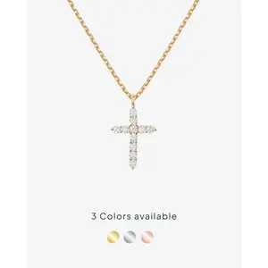 Golden Cross Pendant Necklace for Women - Hypoallergenic Cubic Zirconia Cross Necklace - Dainty Necklace Christian Faith Gold Jewelry Gifts
