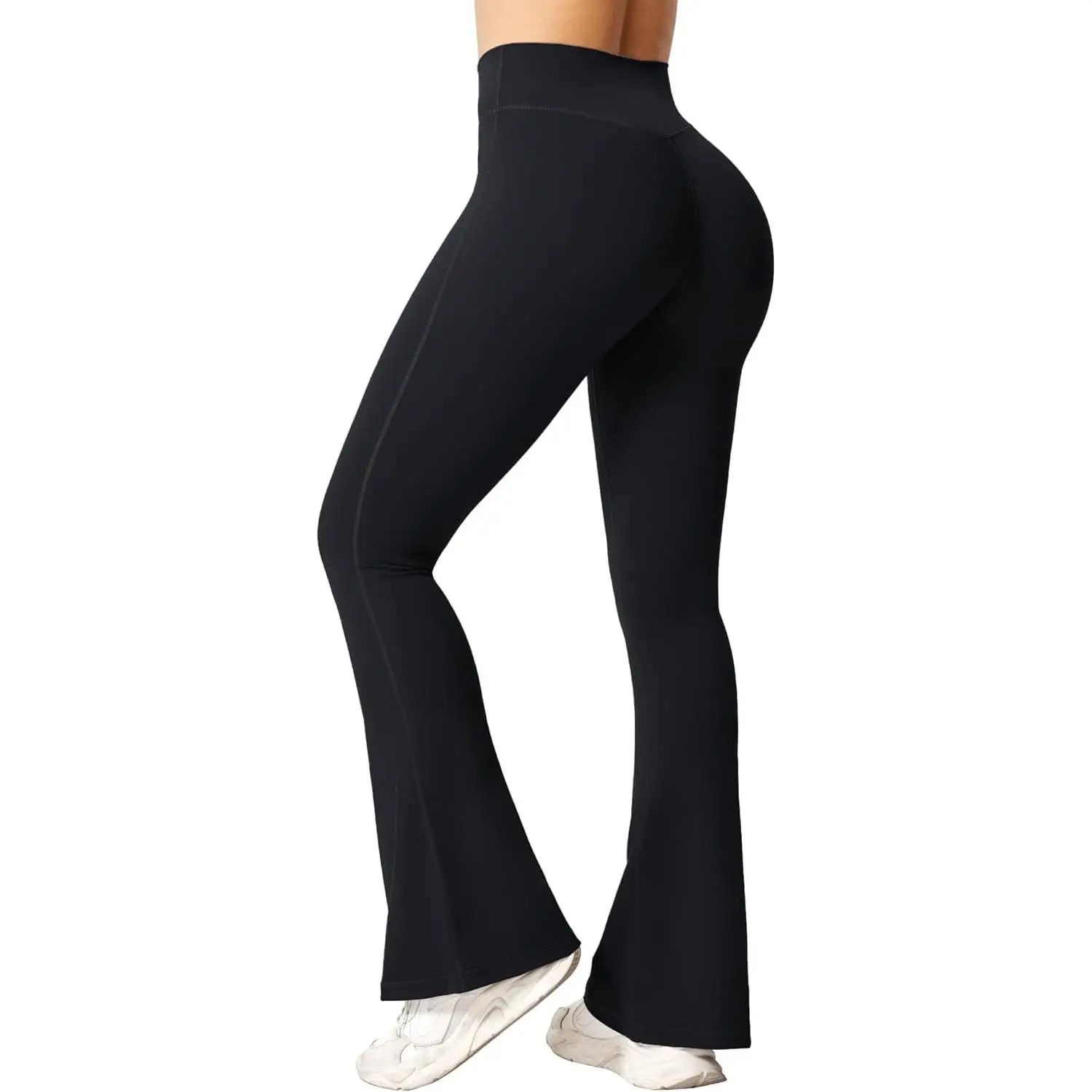 Women's Flare Yoga Pants with Pockets Crossover High Waisted Bootcut Flare Yoga Leggings Tummy Control Workout Pants