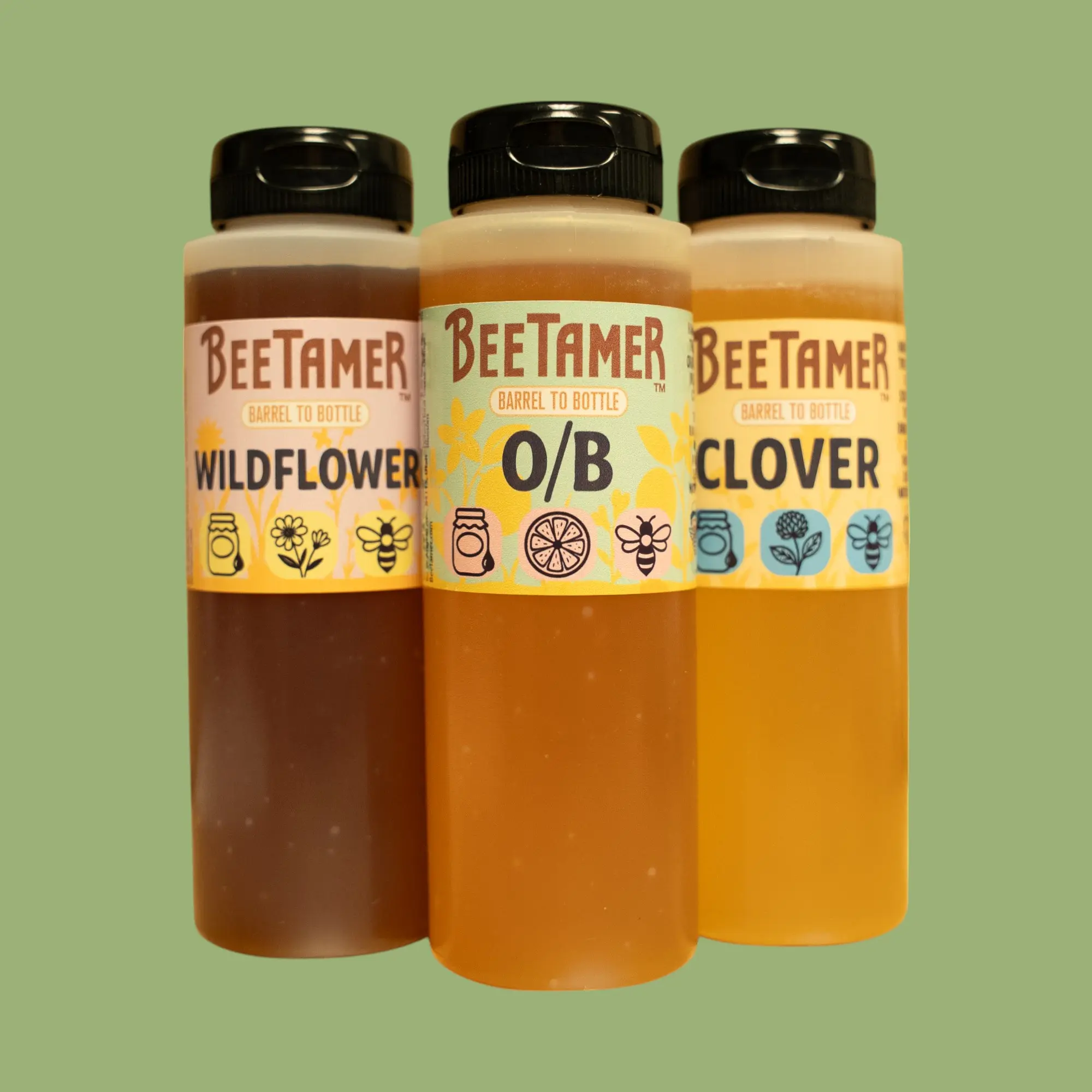 Barrel To Bottle Bundle, Orange Blossom, Wildflower, Clover, 11oz x 3 Pack, Natural, 100% Raw Honey