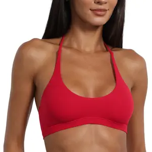 INLYRIC Women's Inbarely Soft Halter Bralette Open Back Backless Tie-Back No Padding Unlined Scoop No Underwire Bra