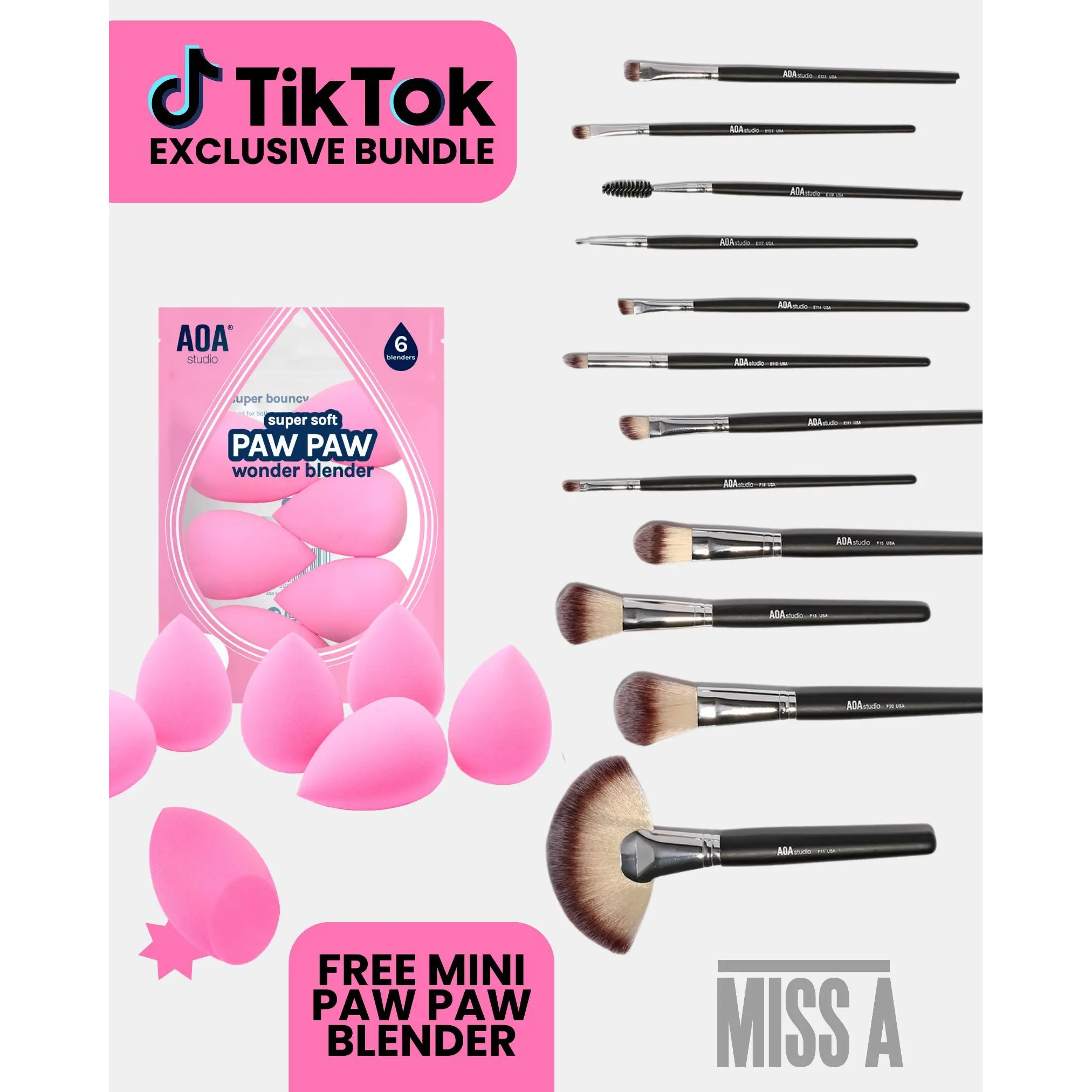 PAW PAW Perfection Bundle - Flawless Face Kit: 12 Brushes + Viral Paw Paw Sponges (+ FREE Mini!)